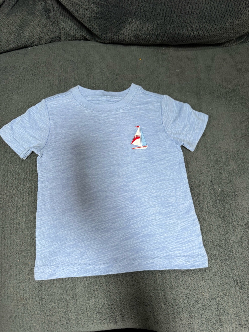 Janie and Jack Light Blue Short Sleeve Tee with Sailboat Patch